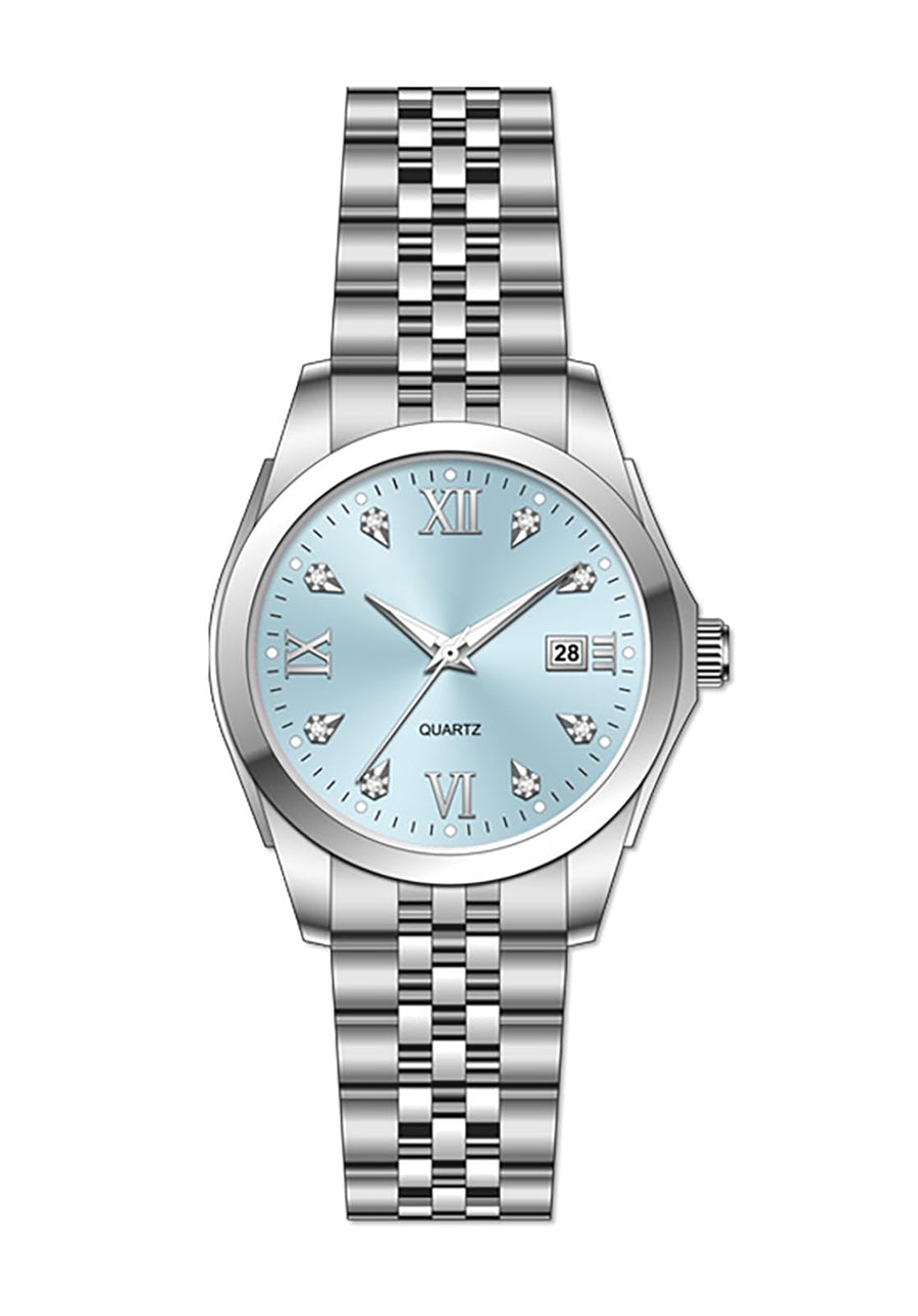 Womens Watch Stainless Steel Quartz  Waterproof  (Blue)