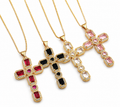 Cross Pendant Necklace Copper 18K Gold Plated
