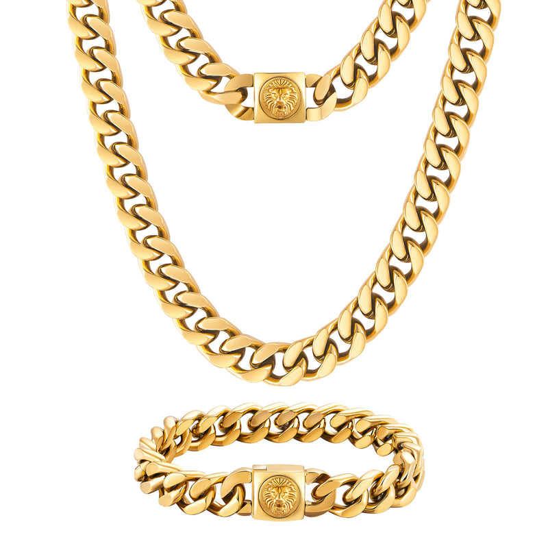 12mm Cuban Link Curb Chain for Men 18K Gold Filled