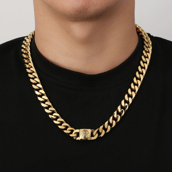 12mm Cuban Link Curb Chain for Men 18K Gold Filled