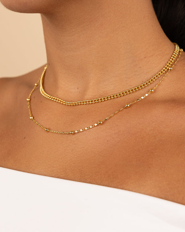 Layered Beaded Chain Necklace