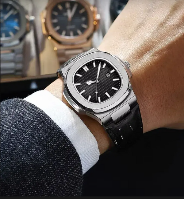 Luminous Leather Watches for Men High Quality Square Men's Quartz