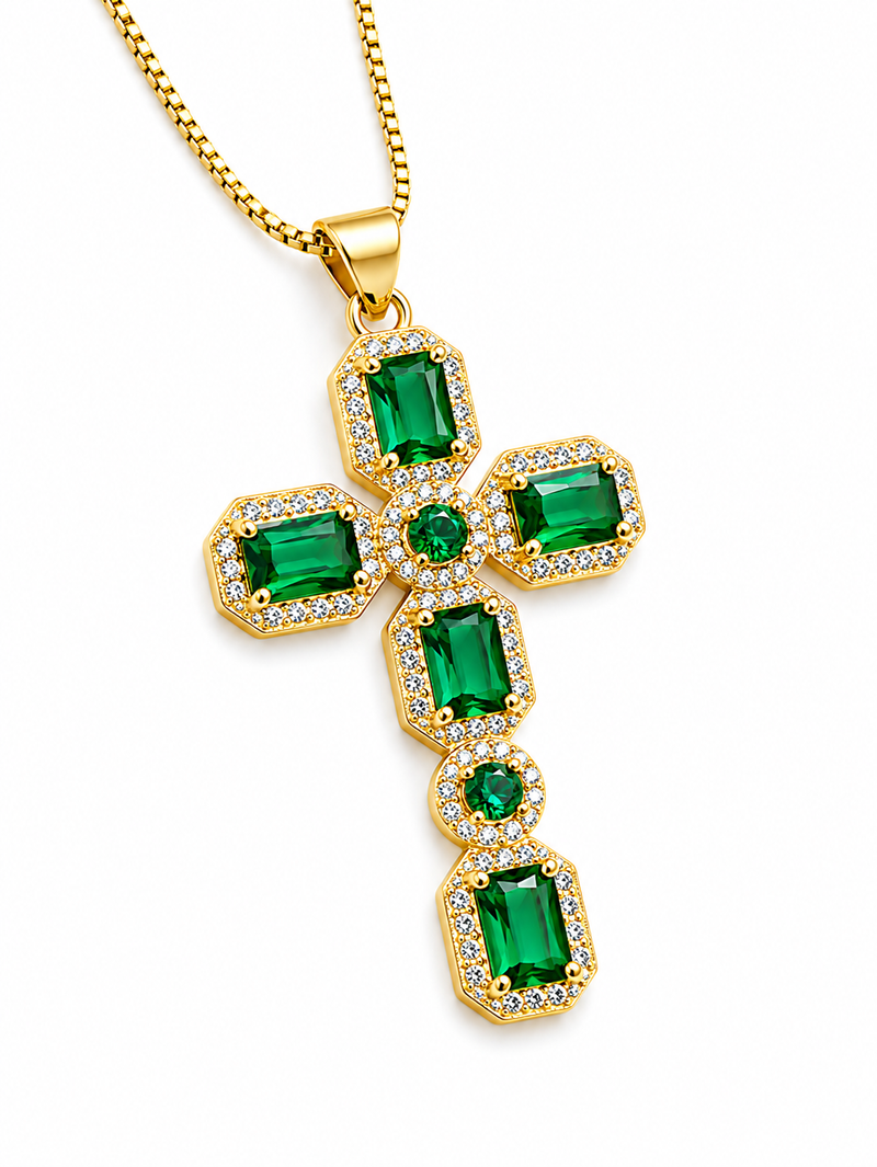Cross Pendant Necklace Copper 18K Gold Plated