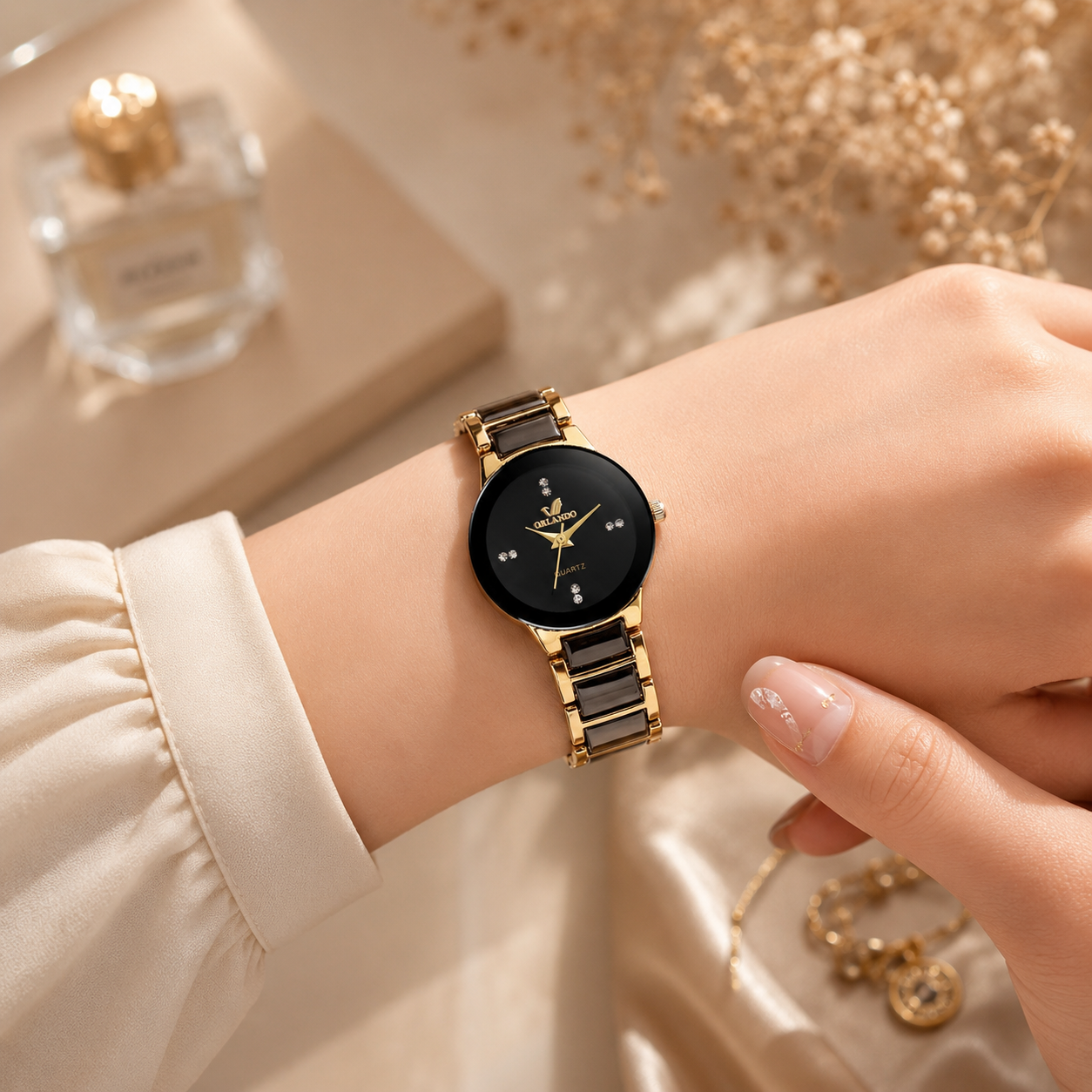 Women's Simple Quartz Watch With Nail Scale