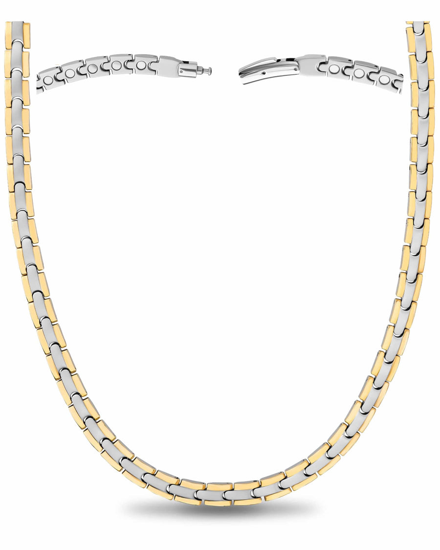 Silver & Gold Titanium Magnetic  Necklace